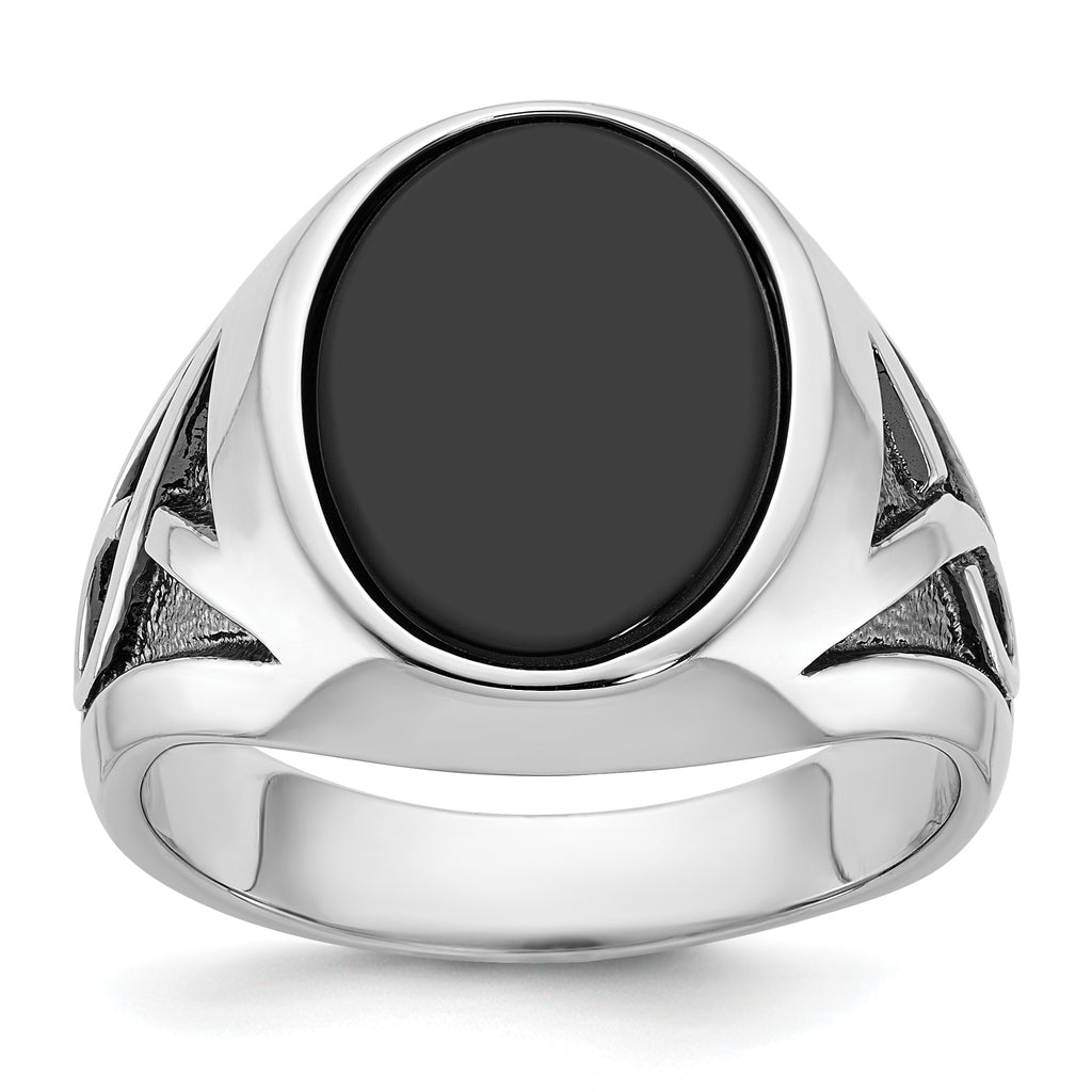 14k White Gold Mens Oval Gemstone Ring Mounting, Mounting Only - Sophia Jewelers