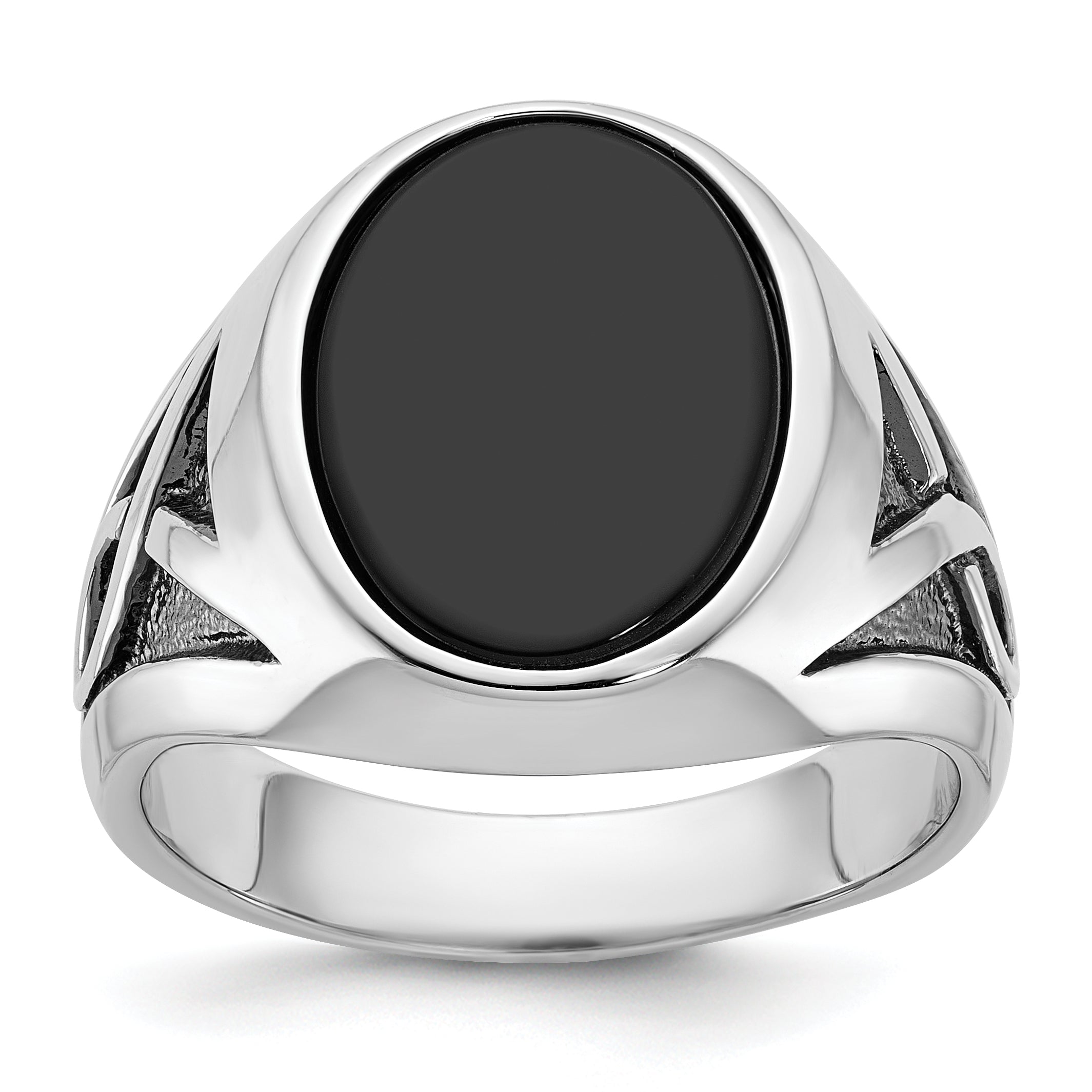 14k White Gold Mens Oval Gemstone Ring Mounting, Mounting Only - Sophia Jewelers
