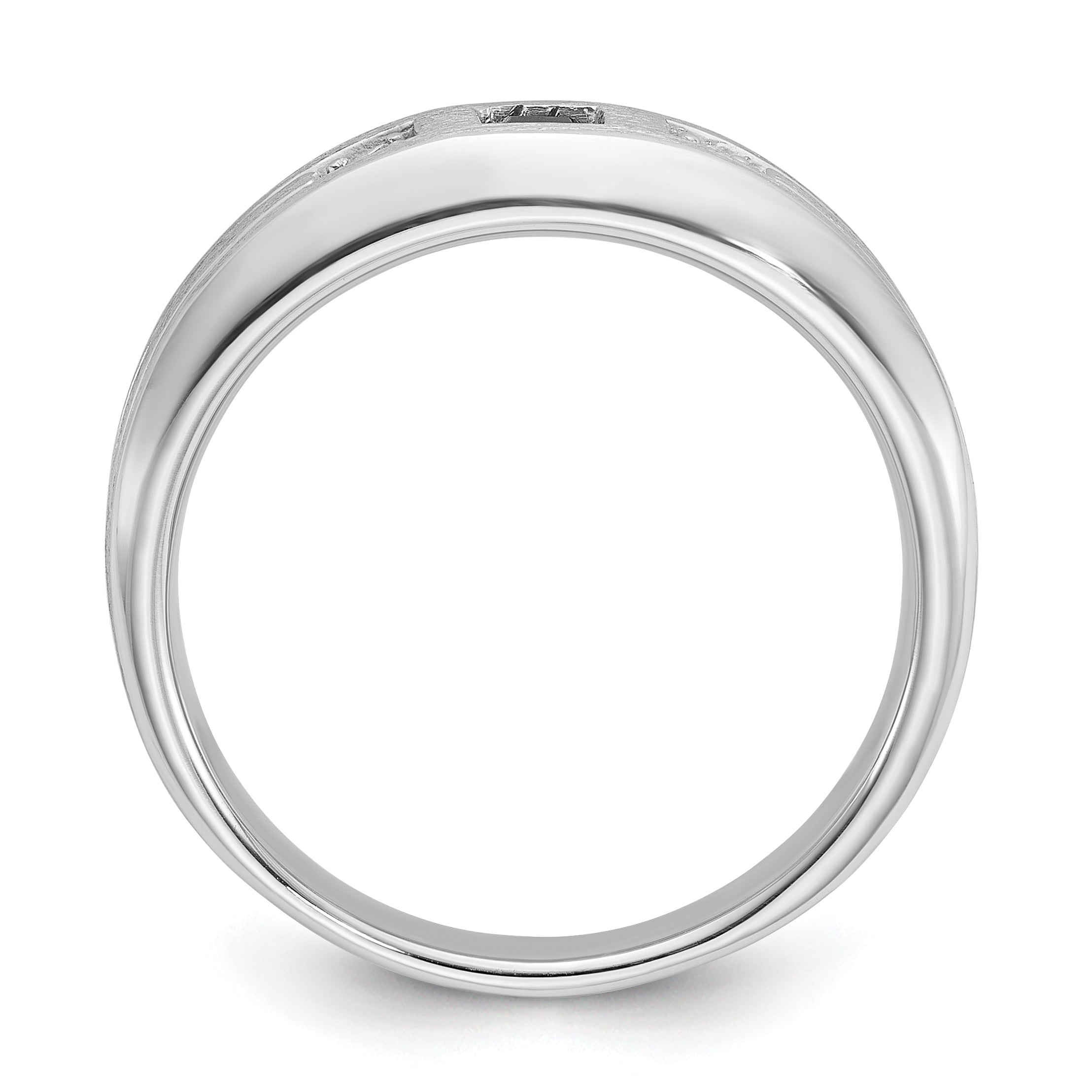 14k White Gold Men's Satin Lab Created Sapphire Diamond Ring Mounting - Sophia Jewelers