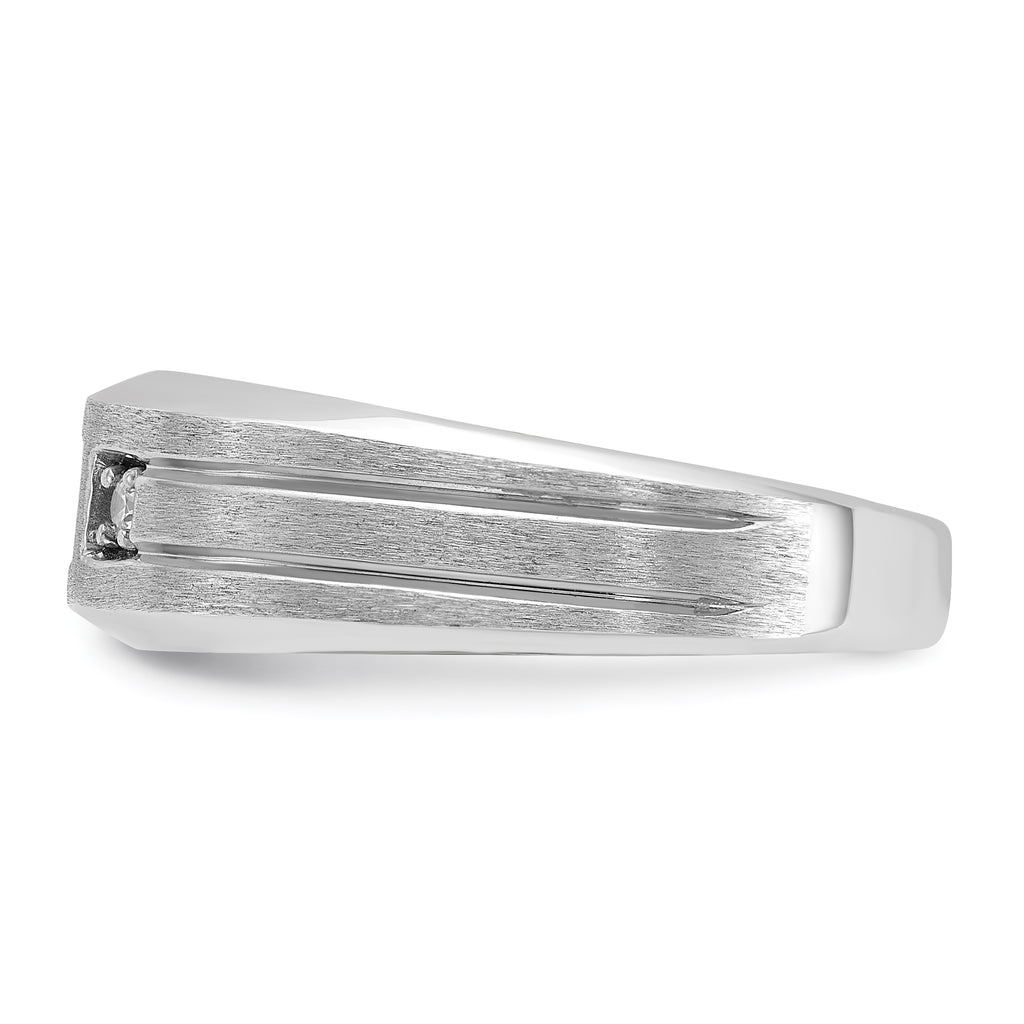 14k White Gold Center Channel Set and Prong Side Set Men's Ring Mounting, Mounting Only - Sophia Jewelers