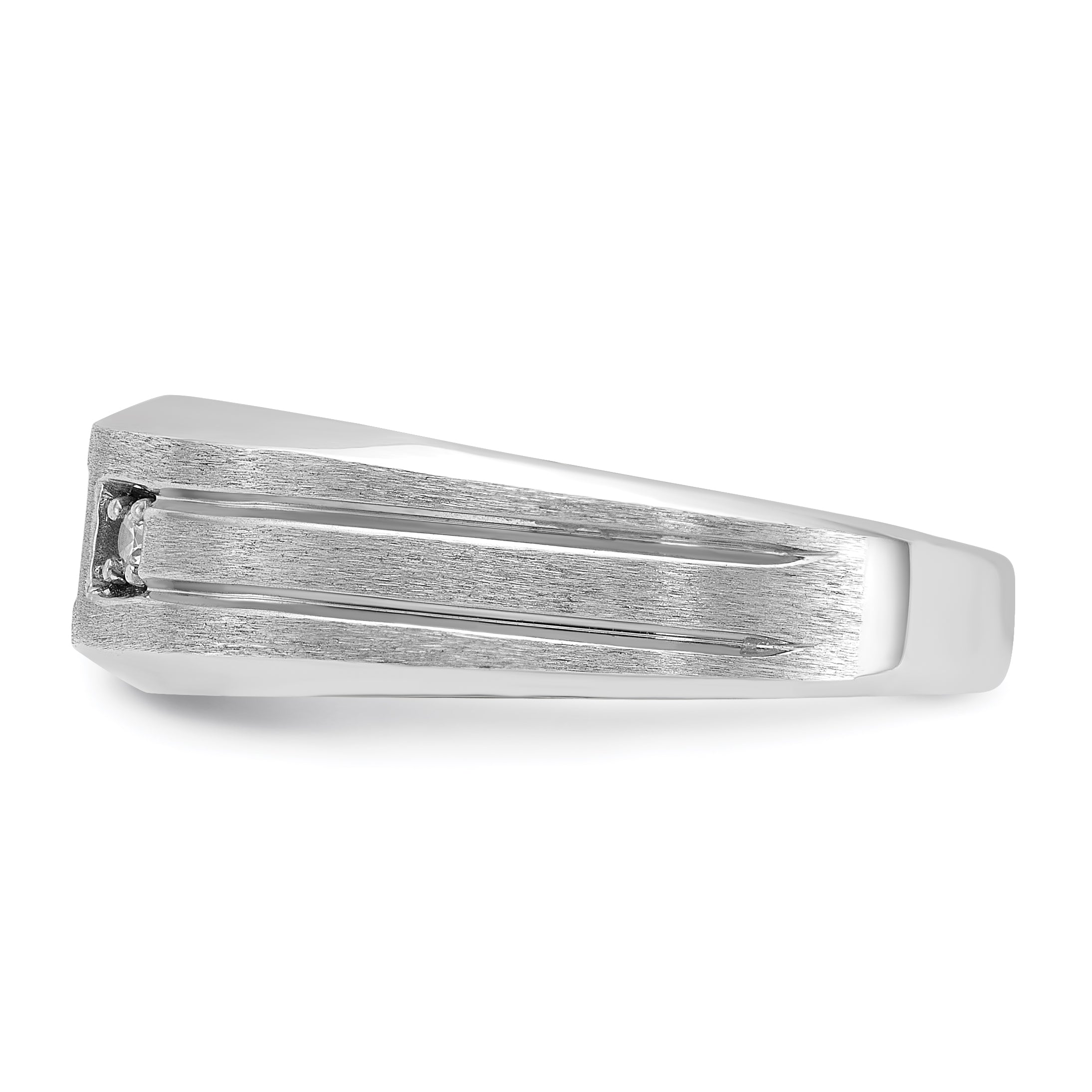 14k White Gold Center Channel Set and Prong Side Set Men's Ring Mounting, Mounting Only - Sophia Jewelers