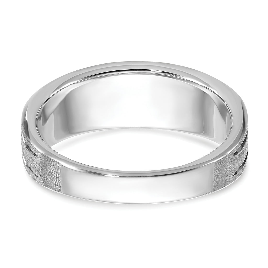 14k White Gold Center Channel Set and Prong Side Set Men's Ring Mounting, Mounting Only - Sophia Jewelers