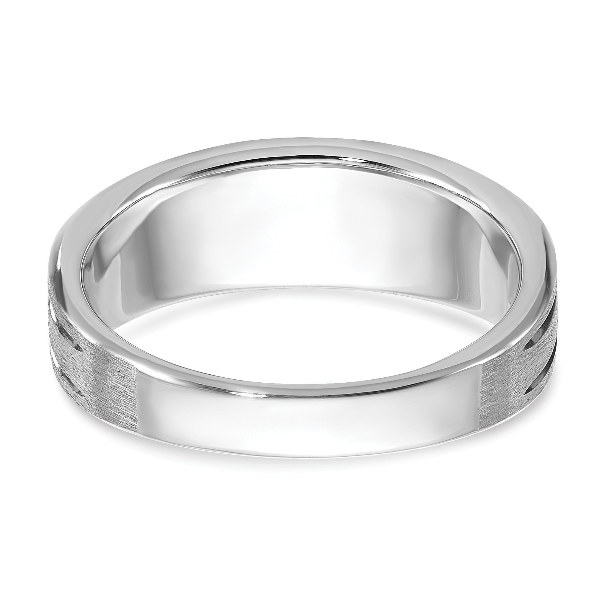 14k White Gold Center Channel Set and Prong Side Set Men's Ring Mounting, Mounting Only - Sophia Jewelers