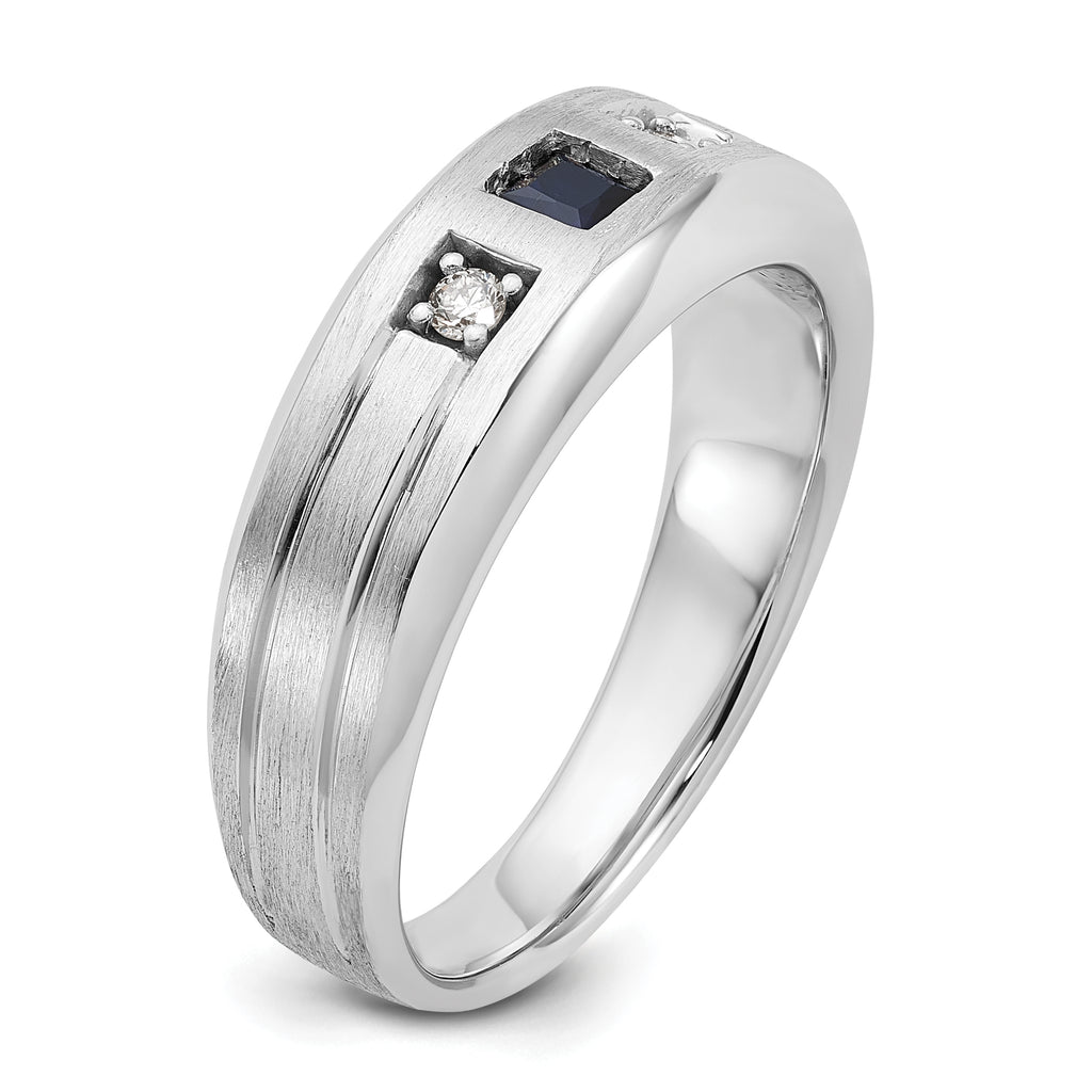 14k White Gold Center Channel Set and Prong Side Set Men's Ring Mounting, Mounting Only - Sophia Jewelers
