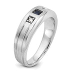 14k White Gold Center Channel Set and Prong Side Set Men's Ring Mounting, Mounting Only - Sophia Jewelers