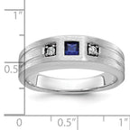 14k White Gold Men's Satin Lab Created Sapphire Diamond Ring Mounting - Sophia Jewelers