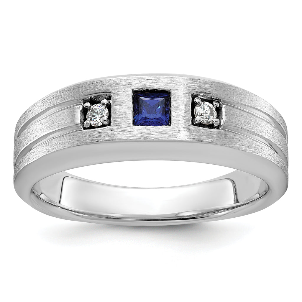 14k White Gold Center Channel Set and Prong Side Set Men's Ring Mounting, Mounting Only - Sophia Jewelers