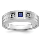 14k White Gold Center Channel Set and Prong Side Set Men's Ring Mounting, Mounting Only - Sophia Jewelers