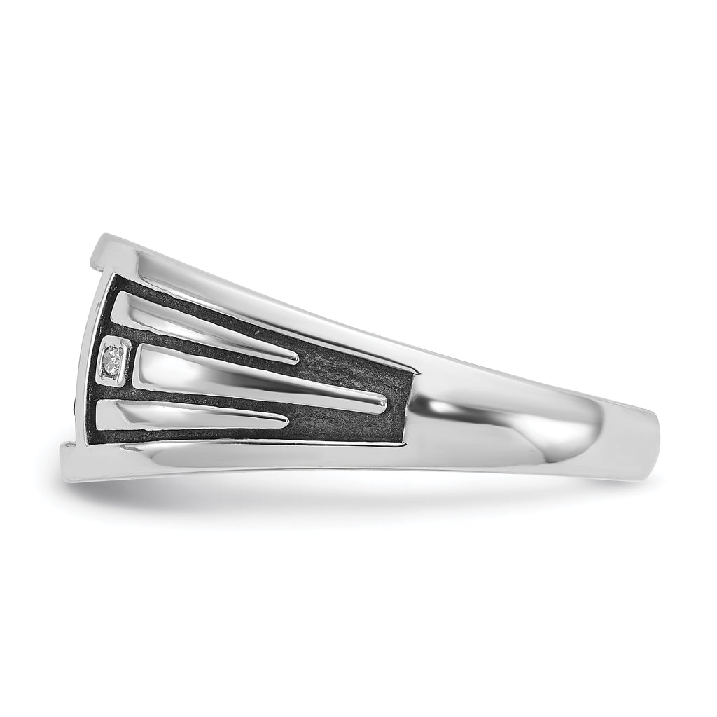 14k White Gold with Black Rhodium Mens Square Onyx and Diamond Complete Ring - Sophia Jewelers