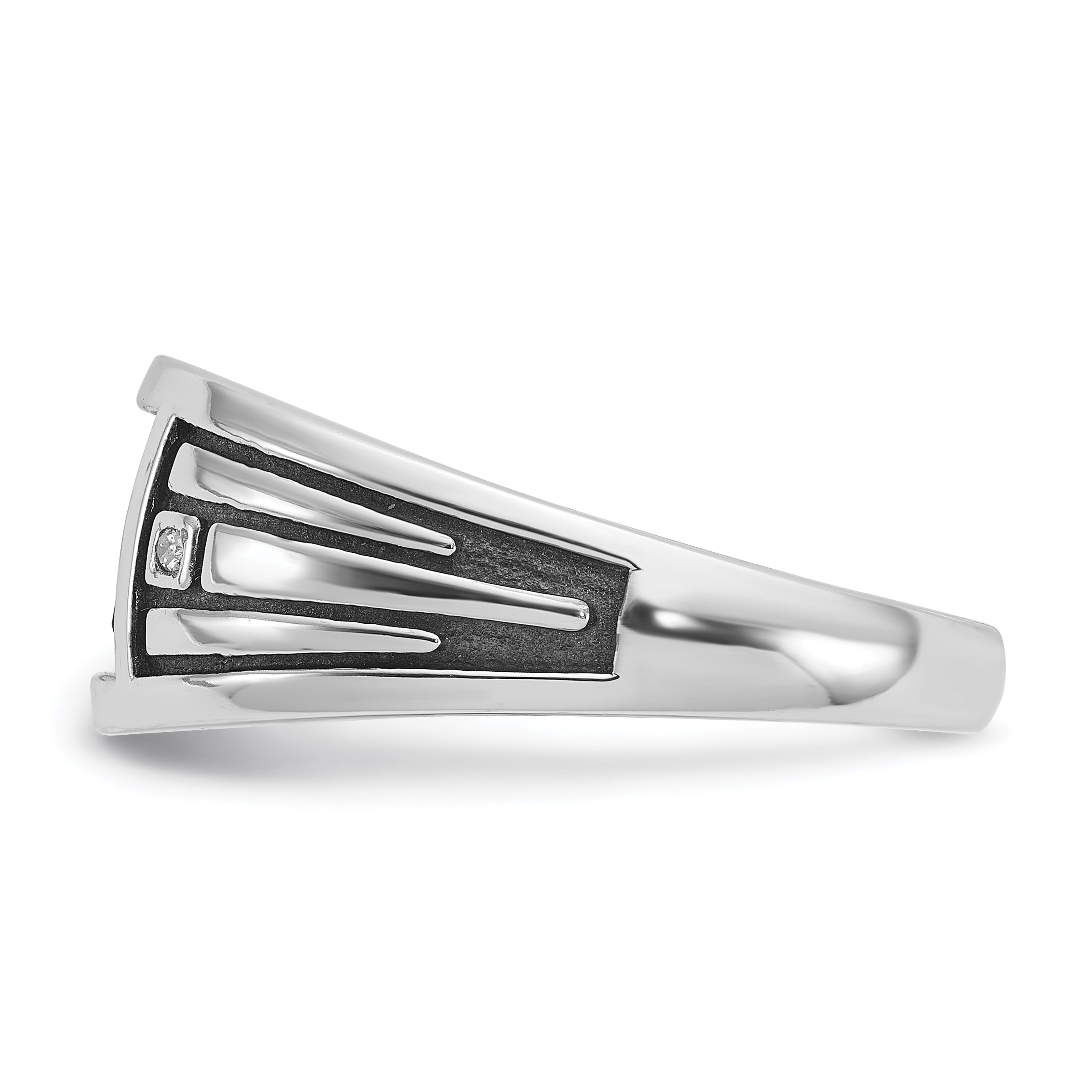 14k White Gold with Black Rhodium Mens Square Onyx and Diamond Complete Ring - Sophia Jewelers
