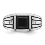 14k White Gold with Black Rhodium Mens Square Onyx and Diamond Complete Ring - Sophia Jewelers