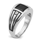14k White Gold Mens Square Onyx and Diamond Ring Mounting, Mounting Only - Sophia Jewelers