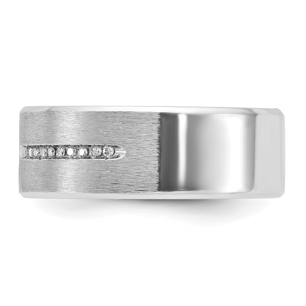 14k White Gold Mens Satin Sapphire/Diamond Ring Mounting, Mounting Only - Sophia Jewelers