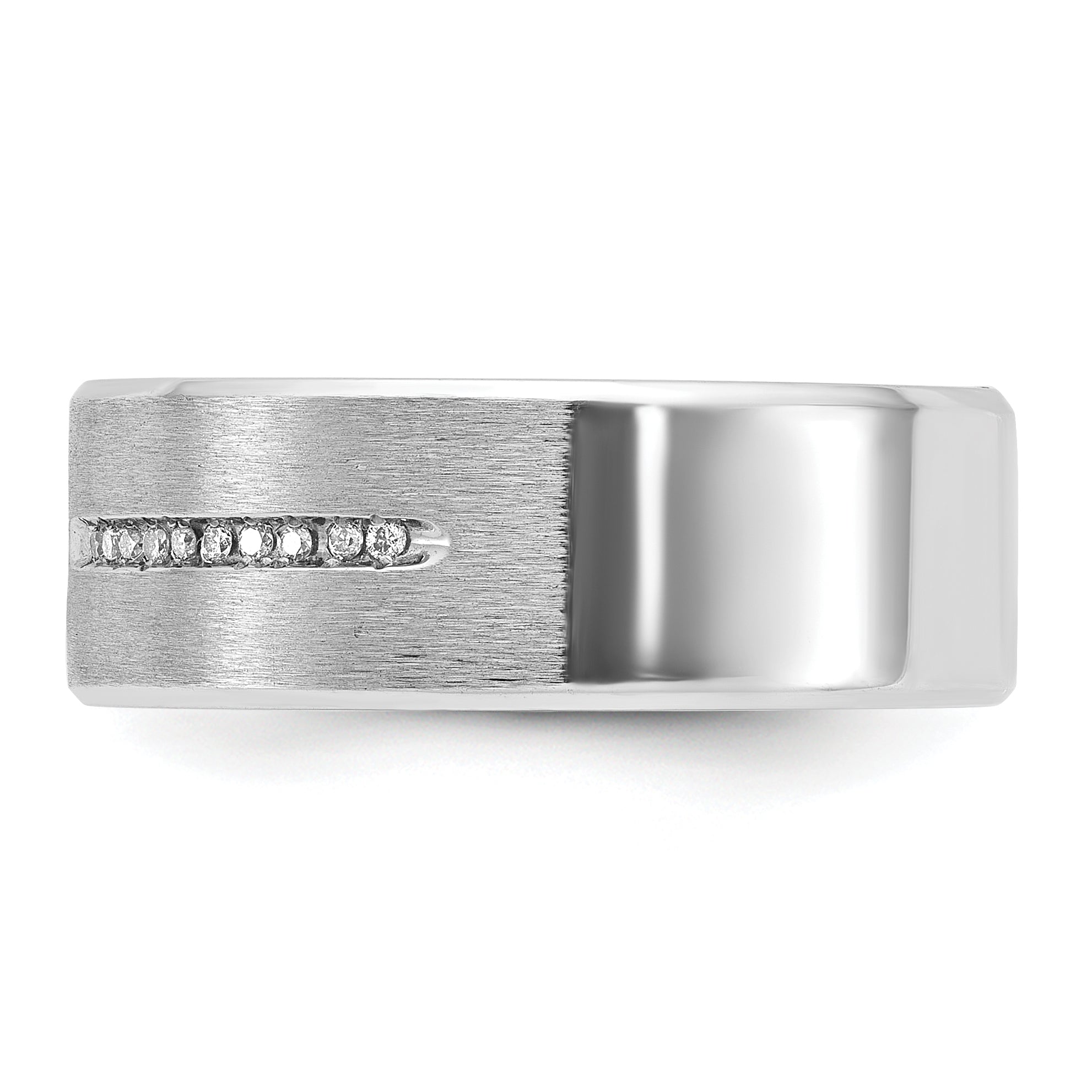 14k White Gold Mens Satin Sapphire/Diamond Ring Mounting, Mounting Only - Sophia Jewelers
