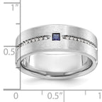 14k White Gold Mens Satin Sapphire/Diamond Ring Mounting, Mounting Only - Sophia Jewelers
