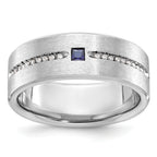 14k White Gold Mens Satin Sapphire/Diamond Ring Mounting, Mounting Only - Sophia Jewelers