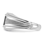 14k White Gold Mens Satin Barrel Onyx and Diamond Ring Mounting, Mounting Only - Sophia Jewelers