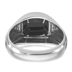 14k White Gold Mens Satin Barrel Onyx and Diamond Complete Ring - Sophia Jewelers