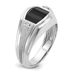 14k White Gold Mens Satin Barrel Onyx and Diamond Ring Mounting, Mounting Only - Sophia Jewelers
