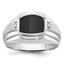 14k White Gold Mens Satin Barrel Onyx and Diamond Complete Ring - Sophia Jewelers