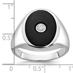 14k White Gold Mens Oval Onyx and Diamond Ring Mounting, Mounting Only - Sophia Jewelers