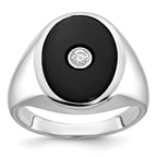 14k White Gold Mens Oval Onyx and Diamond Ring Mounting, Mounting Only - Sophia Jewelers
