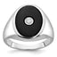 14k White Gold Mens Oval Onyx and 1/10 carat Diamond Complete Ring - Sophia Jewelers