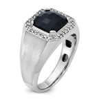 14k White Gold Mens Cushion Onyx and Diamond Ring Mounting, Mounting Only - Sophia Jewelers