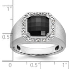 14k White Gold Mens Cushion Onyx and Diamond Ring Mounting, Mounting Only - Sophia Jewelers