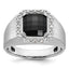14k White Gold Mens Cushion Onyx and Diamond Ring Mounting, Mounting Only - Sophia Jewelers