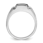 14k White Gold Men's Satin Created Sapphire and Diamond Complete Ring