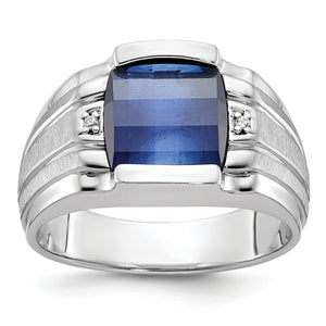 Men's Lab-Created Sapphire & Diamond Ring in 14K White Gold (3.26 ct. tw.), Size 10 - Sophia Jewelers