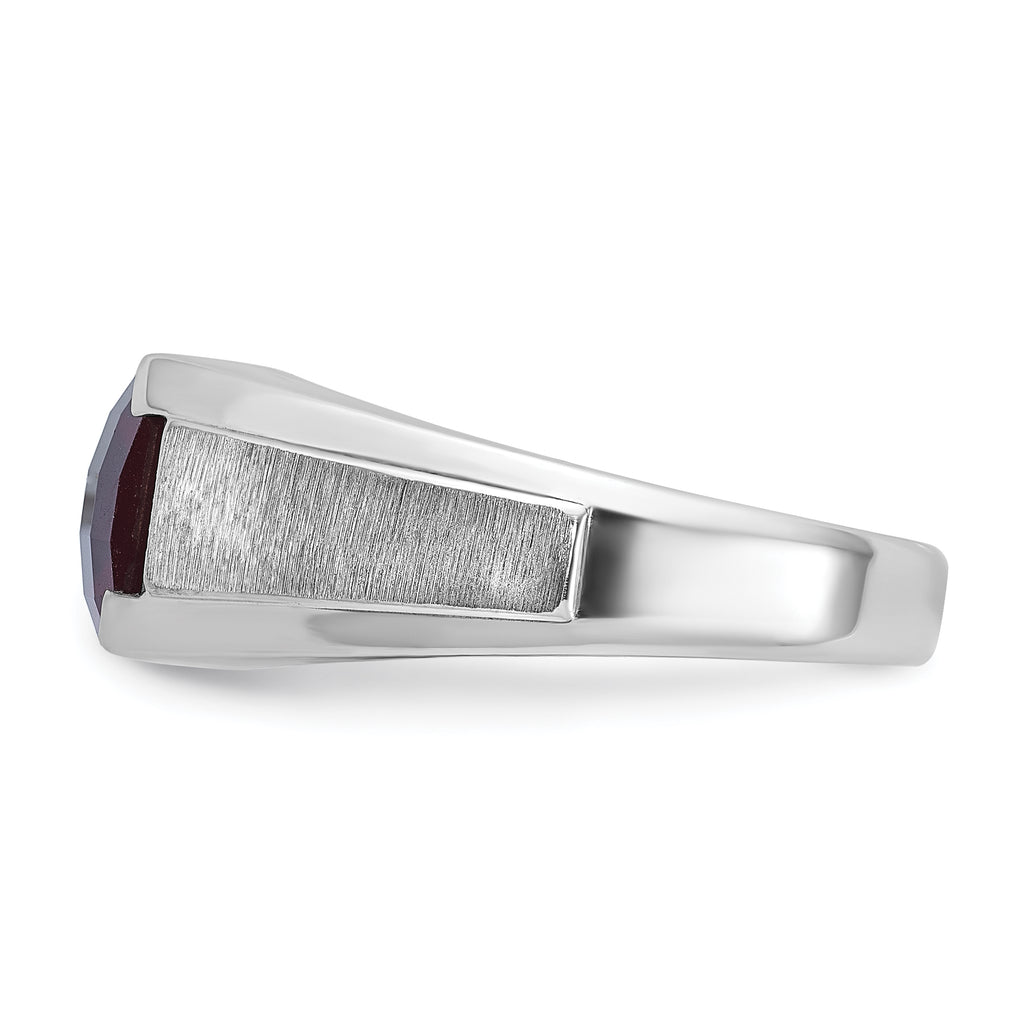 14k White Gold Mens Cushion Gemstone and Diamond Ring Mounting, Mounting Only - Sophia Jewelers