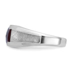 14k White Gold Mens Cushion Lab Created Garnet and 1/20 carat Diamond Complete Ring - Sophia Jewelers
