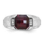 14k White Gold Mens Cushion Gemstone and Diamond Ring Mounting, Mounting Only - Sophia Jewelers
