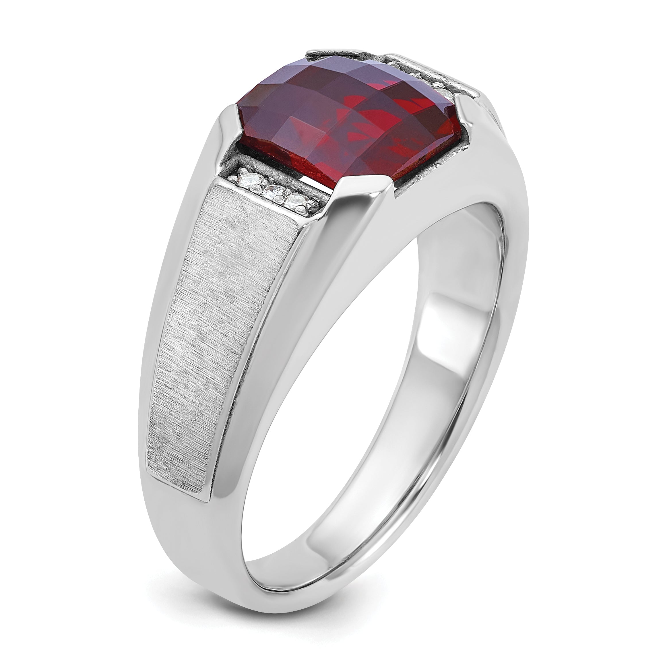 14k White Gold Mens Cushion Gemstone and Diamond Ring Mounting, Mounting Only - Sophia Jewelers