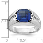 14k White Gold Mens Cushion Gemstone and Diamond Ring Mounting, Mounting Only - Sophia Jewelers