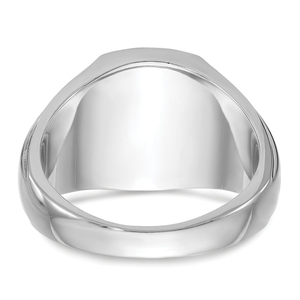 14k White Gold Mens Cushion Onyx and 1/8 carat Diamond Complete Ring - Sophia Jewelers