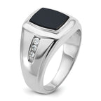 14k White Gold Mens Cushion Onyx and Diamond Ring Mounting, Mounting Only - Sophia Jewelers