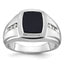 14k White Gold Mens Cushion Onyx and 1/8 carat Diamond Complete Ring - Sophia Jewelers