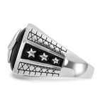 14k White Gold Mens Cushion Onyx and Diamond Star Ring Mounting, Mounting Only - Sophia Jewelers