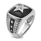 14k White Gold Mens Cushion Onyx and Diamond Star Ring Mounting, Mounting Only - Sophia Jewelers