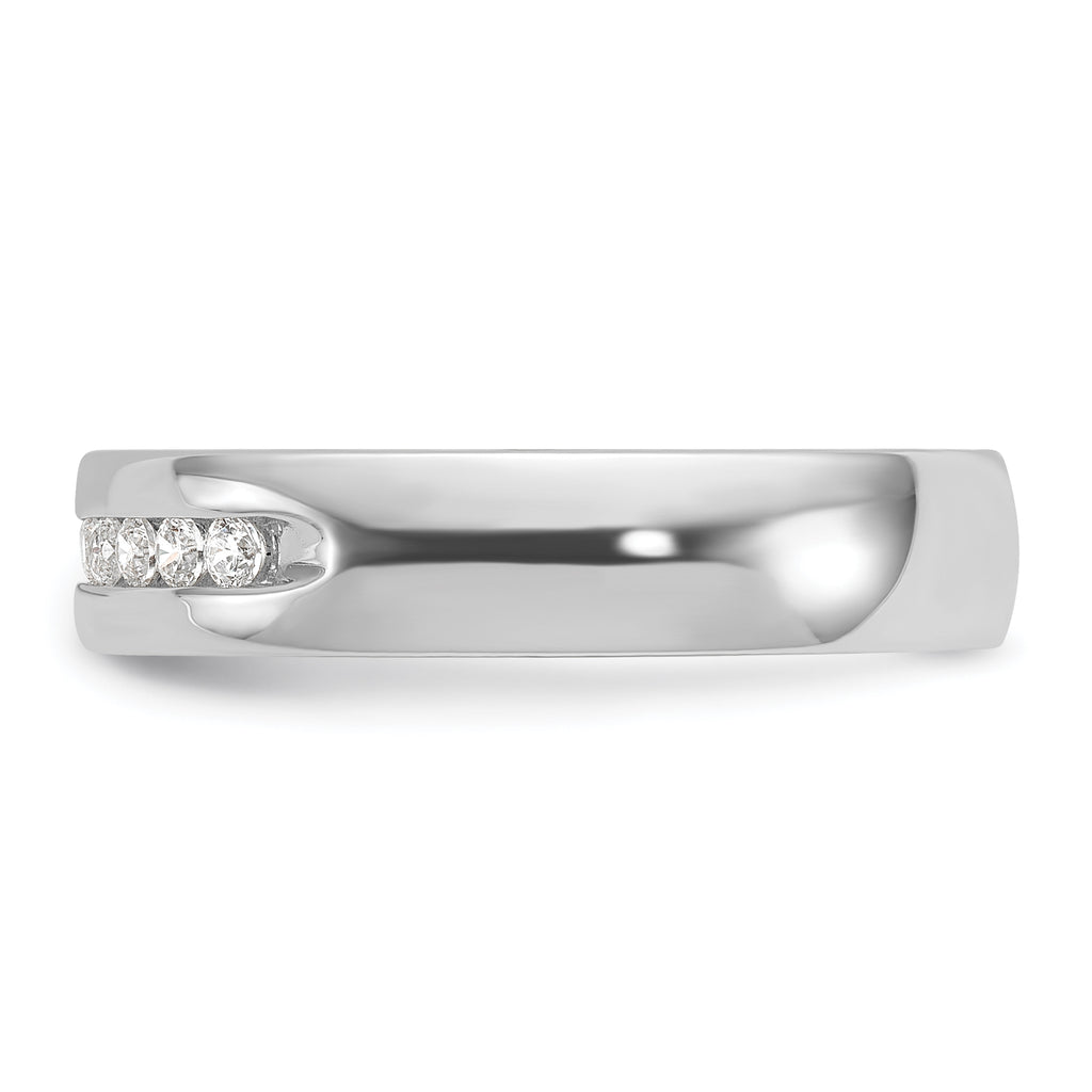 14k White Gold Men's Polished and Grooved 10-Stone Ring Mounting, Mounting Only - Sophia Jewelers