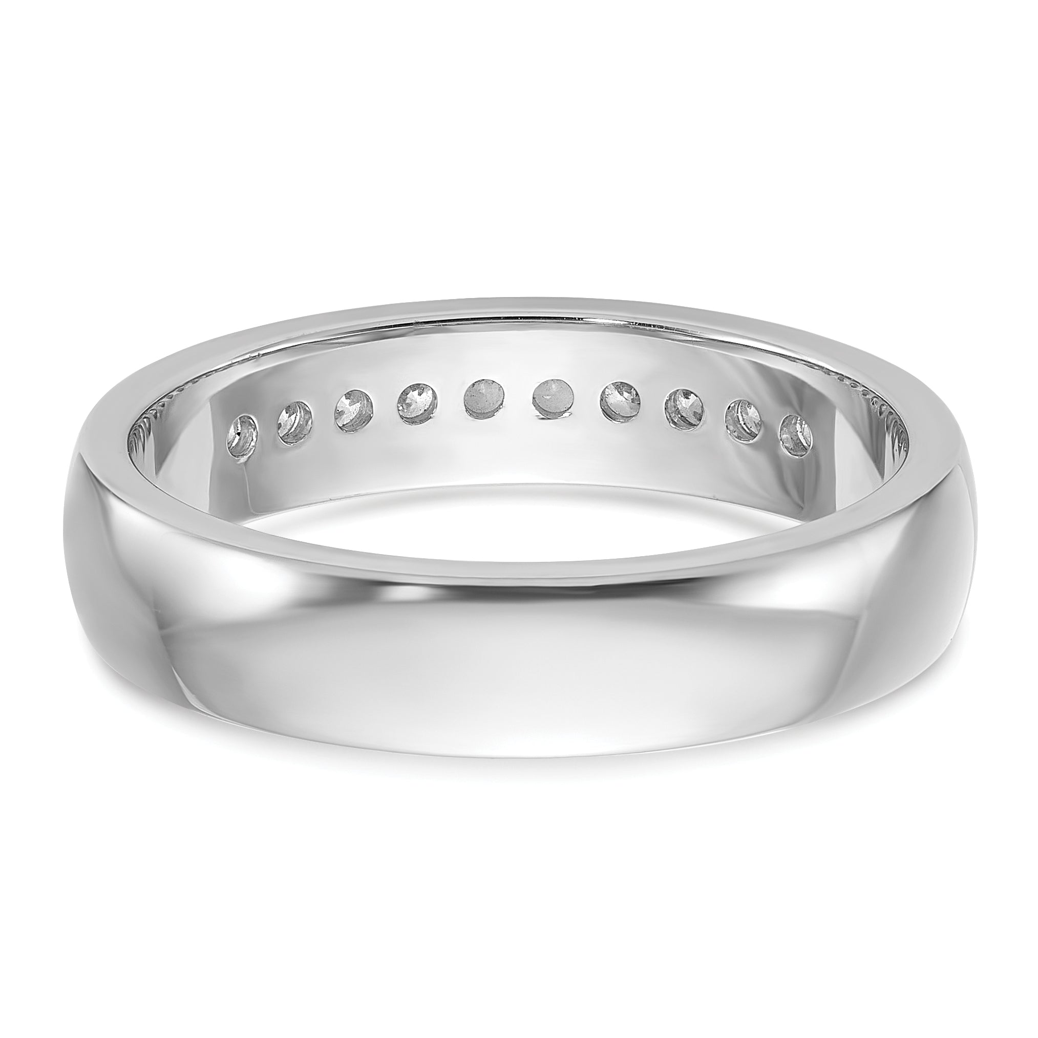 14k White Gold Men's Polished and Grooved 10-Stone Ring Mounting, Mounting Only - Sophia Jewelers
