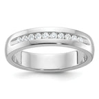 14k White Gold Men's Polished and Grooved 10-Stone Ring Mounting, Mounting Only - Sophia Jewelers