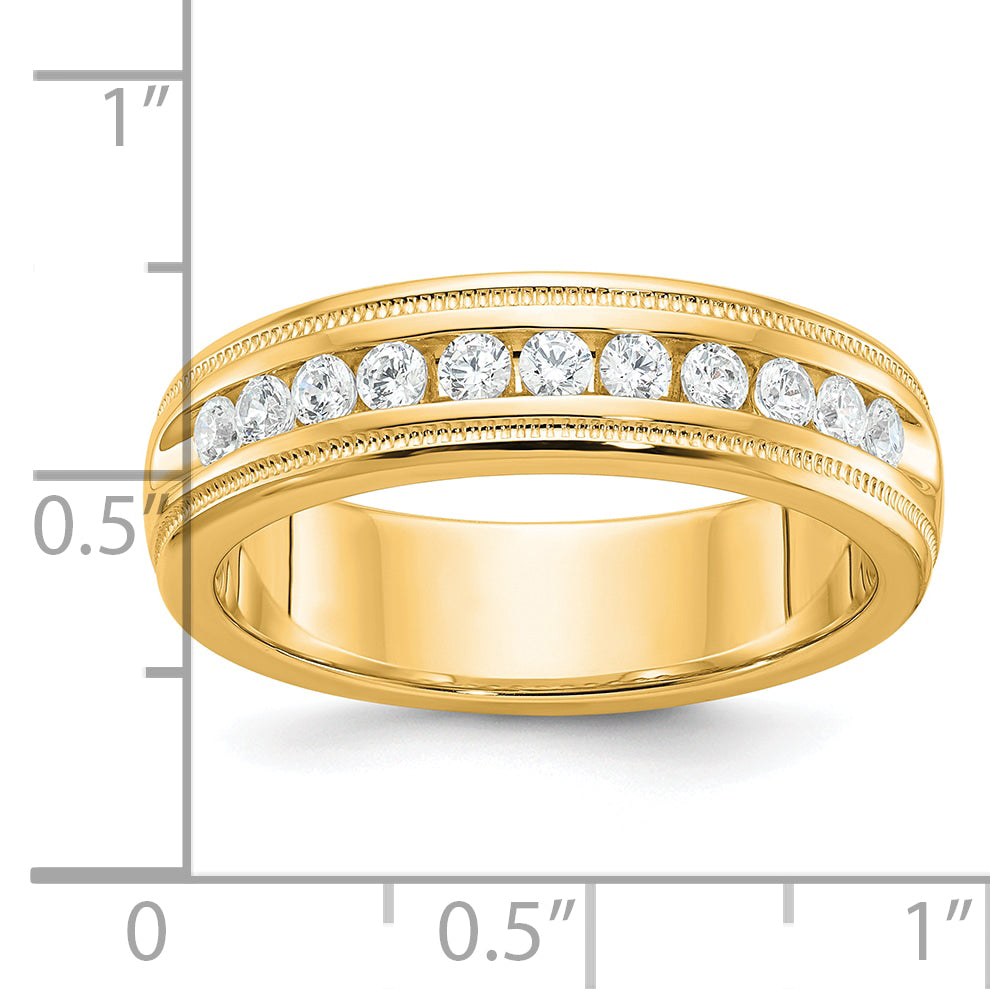 10k Men's Polished and Milgrain 11-Stone 1/2 Carat A Quality Diamond Ring Secondary image
