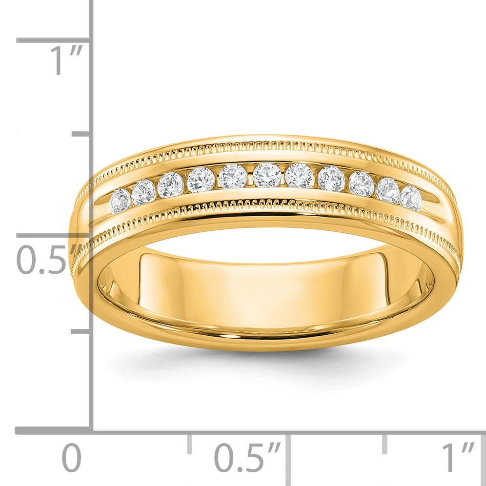 10k Men's Polished and Milgrain 11-Stone 1/4 Carat A Quality Diamond Ring