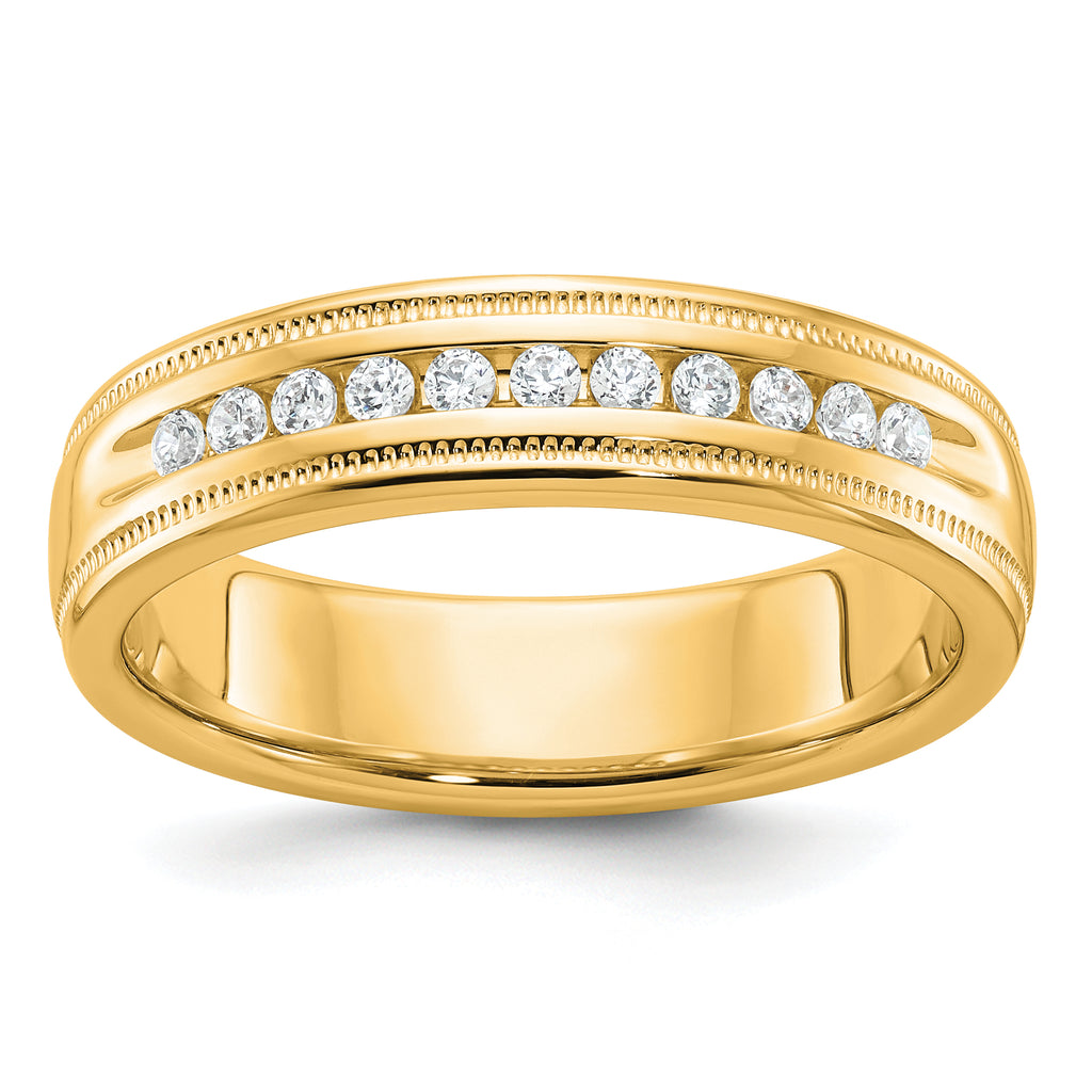 10k Men's Polished and Milgrain 11-Stone 1/4 Carat A Quality Diamond Ring