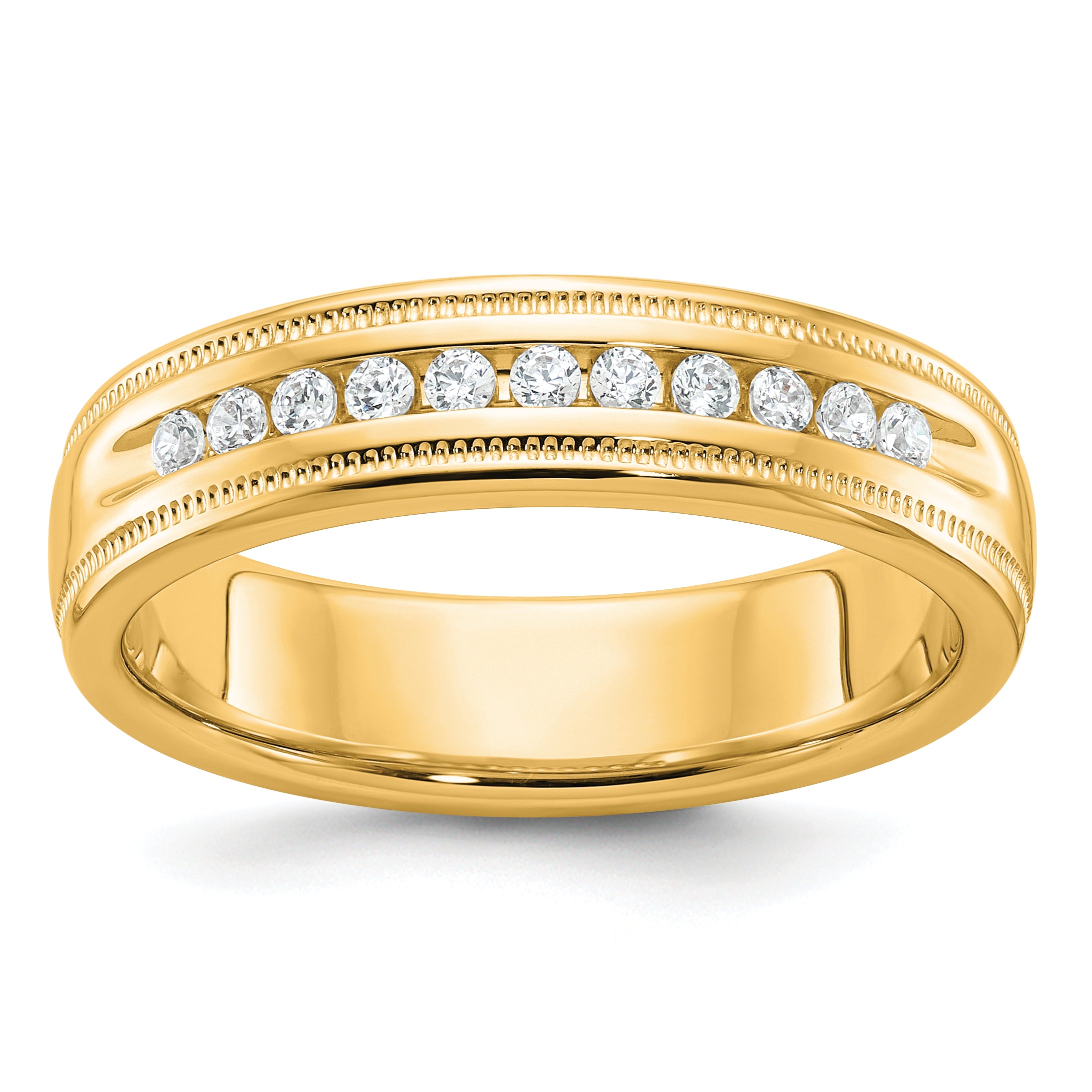 10k Men's Polished and Milgrain 11-Stone 1/4 Carat A Quality Diamond Ring