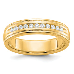 10k Men's Polished and Milgrain 11-Stone 1/4 Carat A Quality Diamond Ring